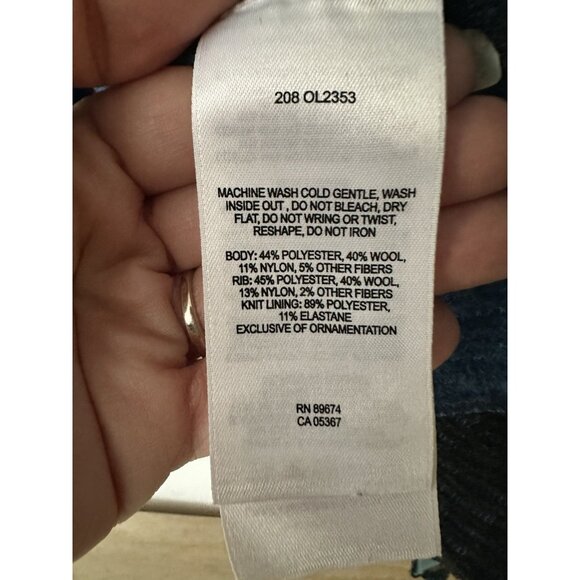 Mountain Hardwear Gray & Blue Sarafin Zip Up Sweater size S/P Wool Blend Hike - Picture 5 of 6